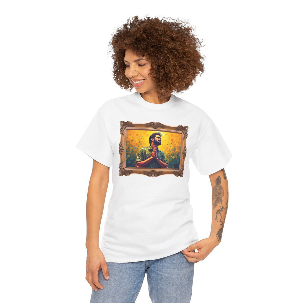 Praying Man Starburst - Framed - T-Shirt | Religious Inspirational Tee, Prayer Shirt