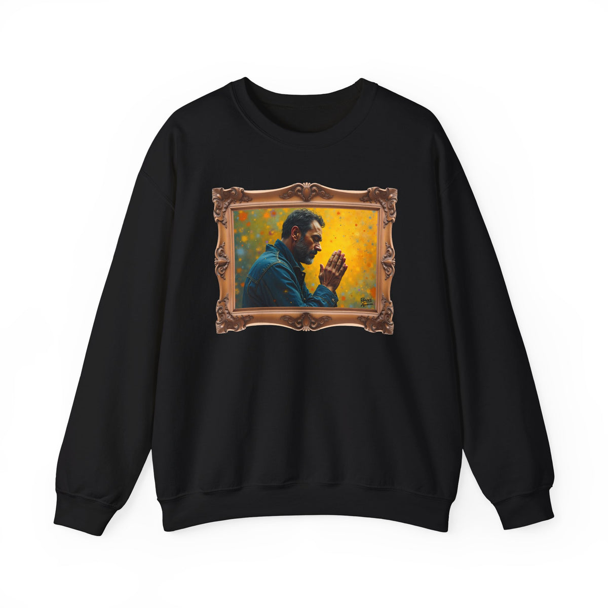 Man in Prayer - Framed | Crewneck Sweatshirt | Christian Art | Faith-Inspired