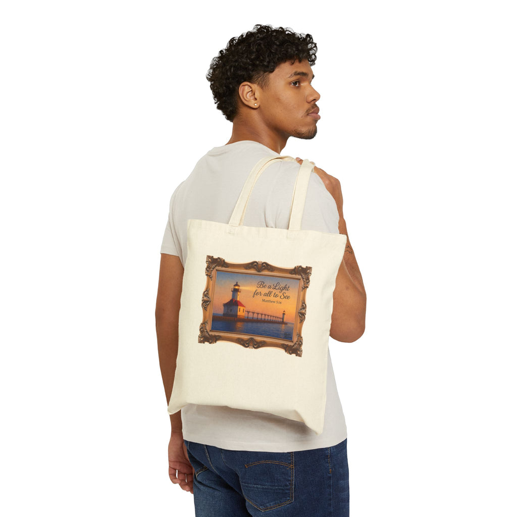 Be a Light - Matthew 5:14 - Framed - Canvas Tote Bag