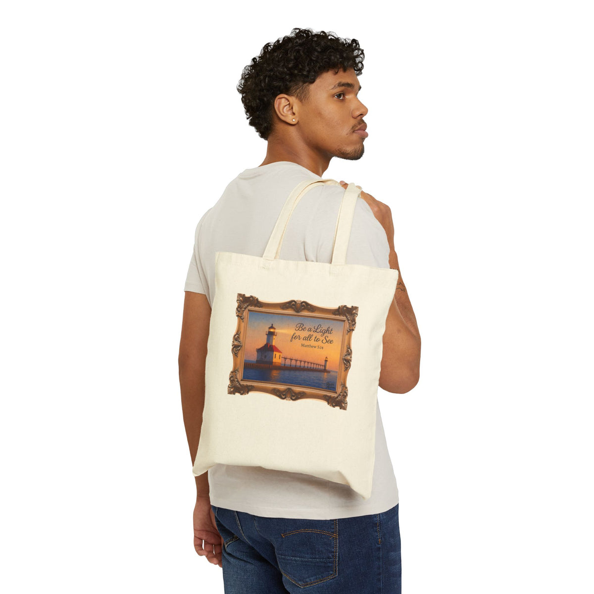 Be a Light - Matthew 5:14 - Framed - Canvas Tote Bag