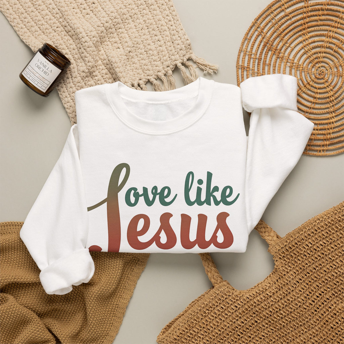 Love Like Jesus - Crewneck Sweatshirt | Bible Art | Retro Shirt