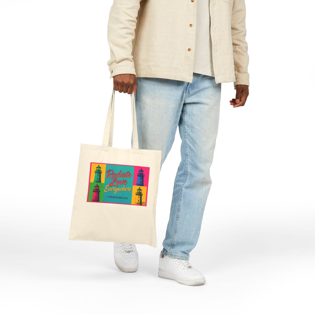 Radiate Love Everywhere - Canvas Tote Bag - 1 Corinthians 16:14