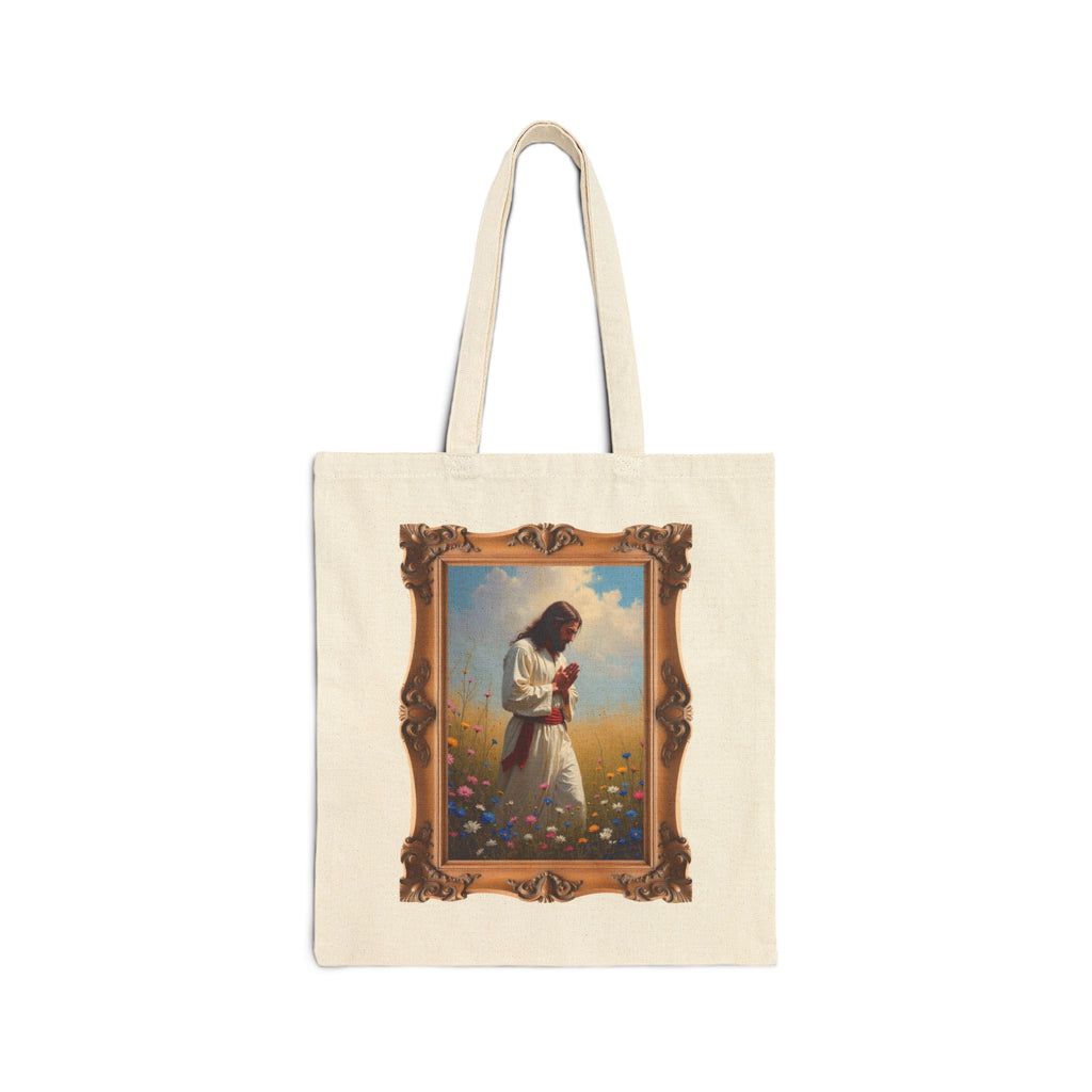 Jesus Praying in Meadow - Framed - Canvas Tote Bag