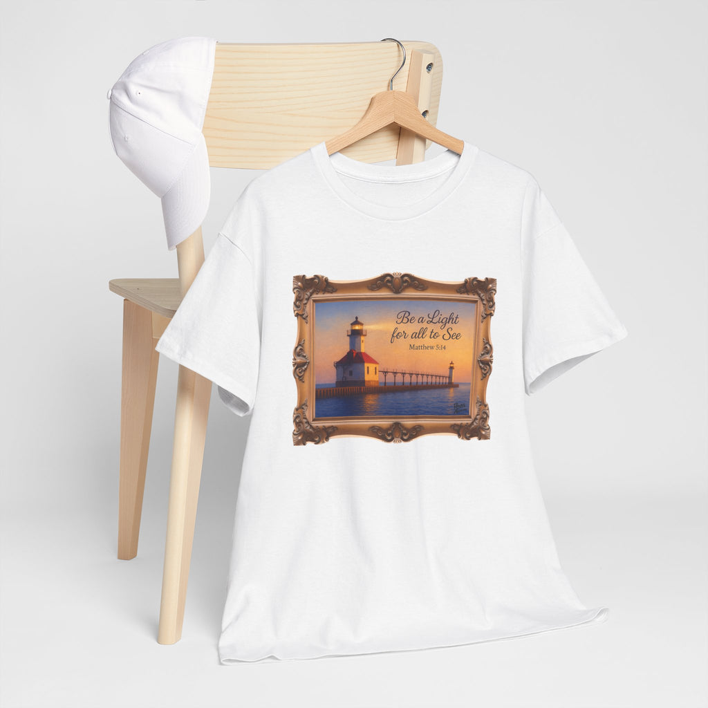 Be a Light - Matthew 5:14 - Framed | T-Shirt | Religious Inspirational Tee | Christian Art | Scripture Shirt