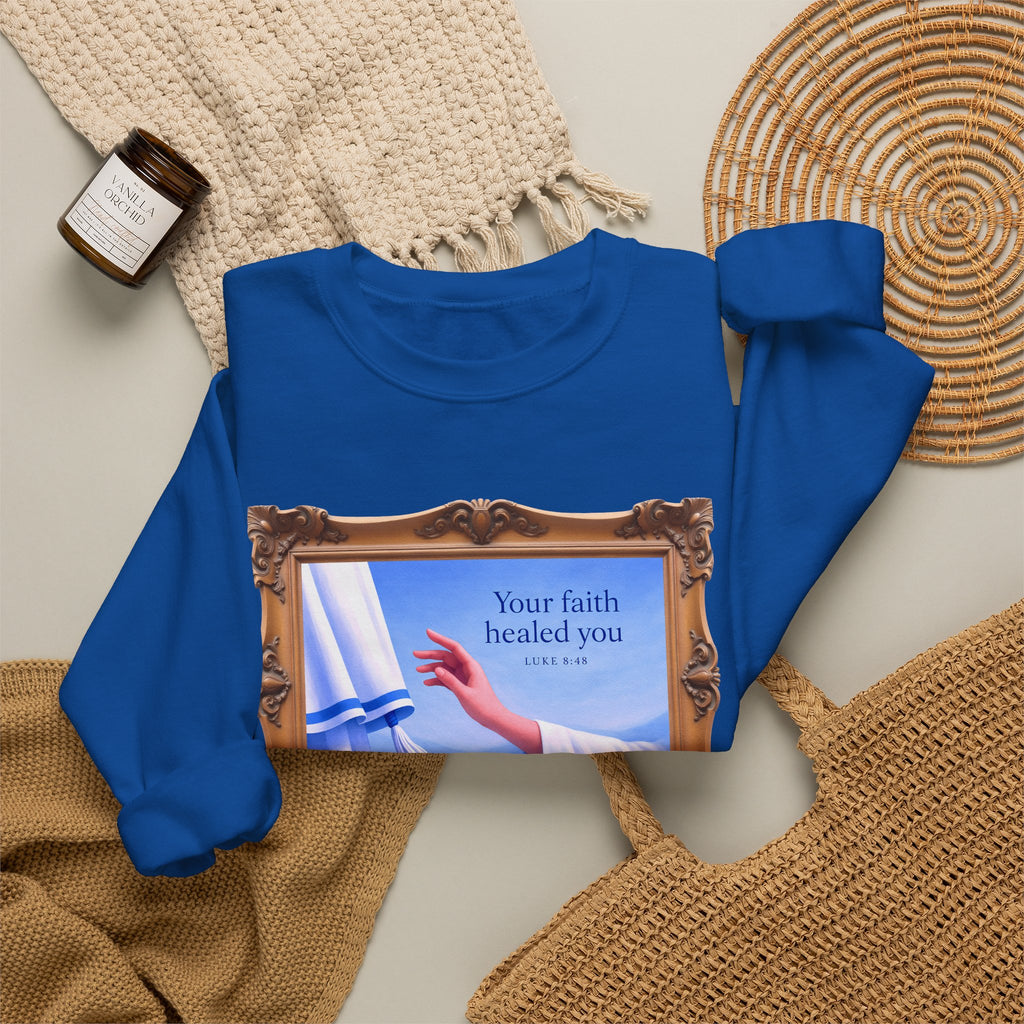 Your Faith Healed You (Luke 8:48) - Framed - Crewneck Sweatshirt | Bible Art