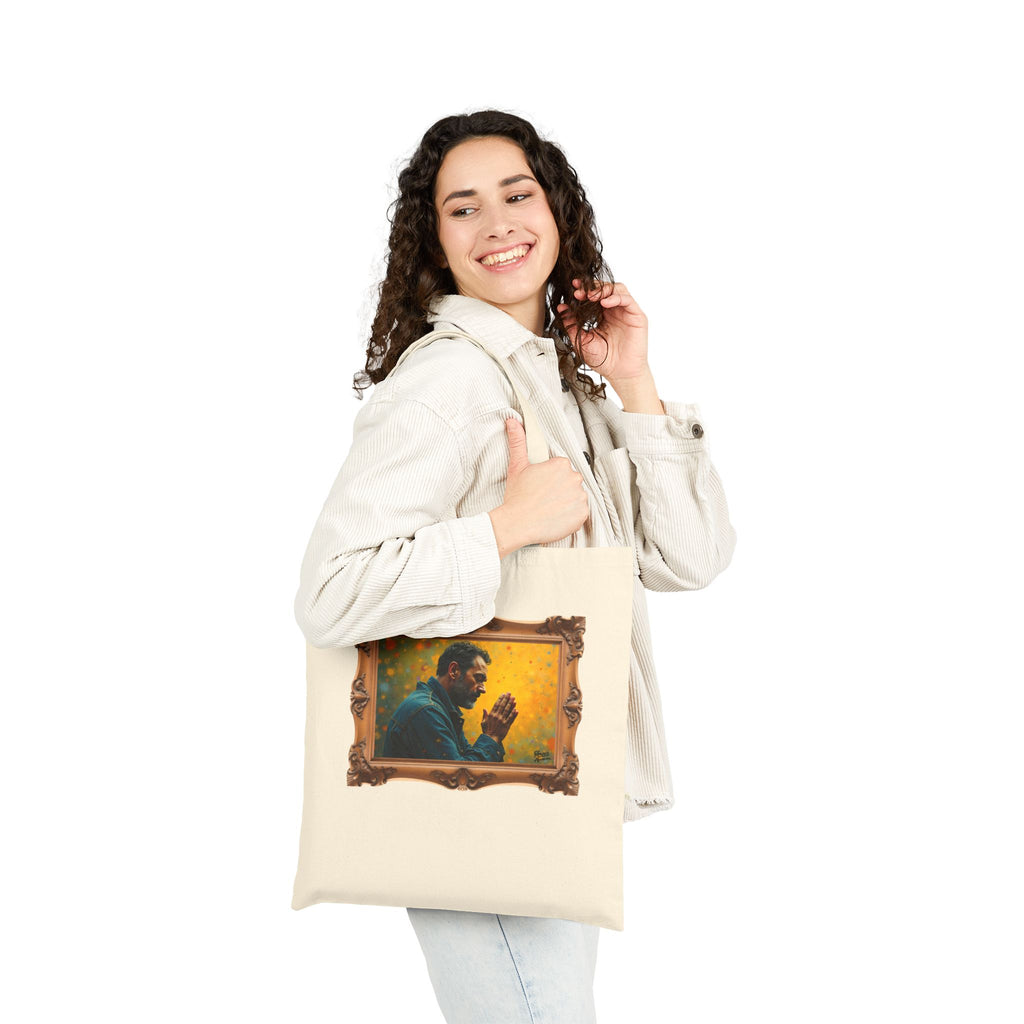 Man in Prayer - Framed - Canvas Tote Bag