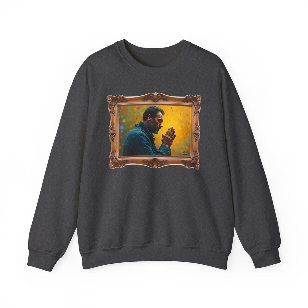 Man in Prayer - Framed | Crewneck Sweatshirt | Christian Art | Faith-Inspired