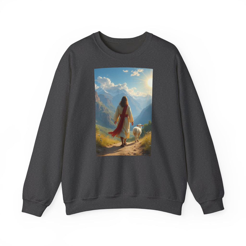 Jesus and the Lost Lamb | Crewneck Sweatshirt | Christian Art | Faith-Inspired