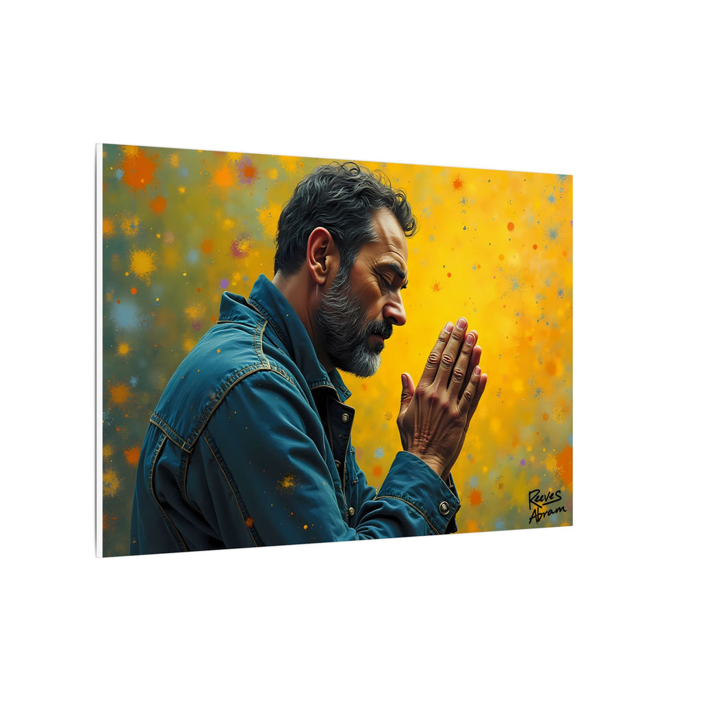 Man in Prayer Illustration | 36" x 24" Canvas (Horizontal) | Christian Art | Home Decor | Wall Art