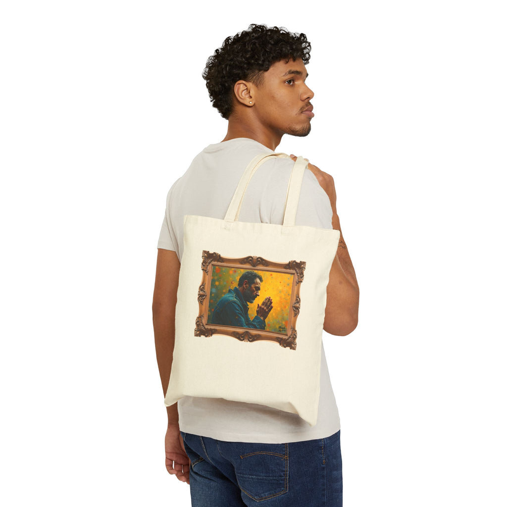 Man in Prayer - Framed - Canvas Tote Bag