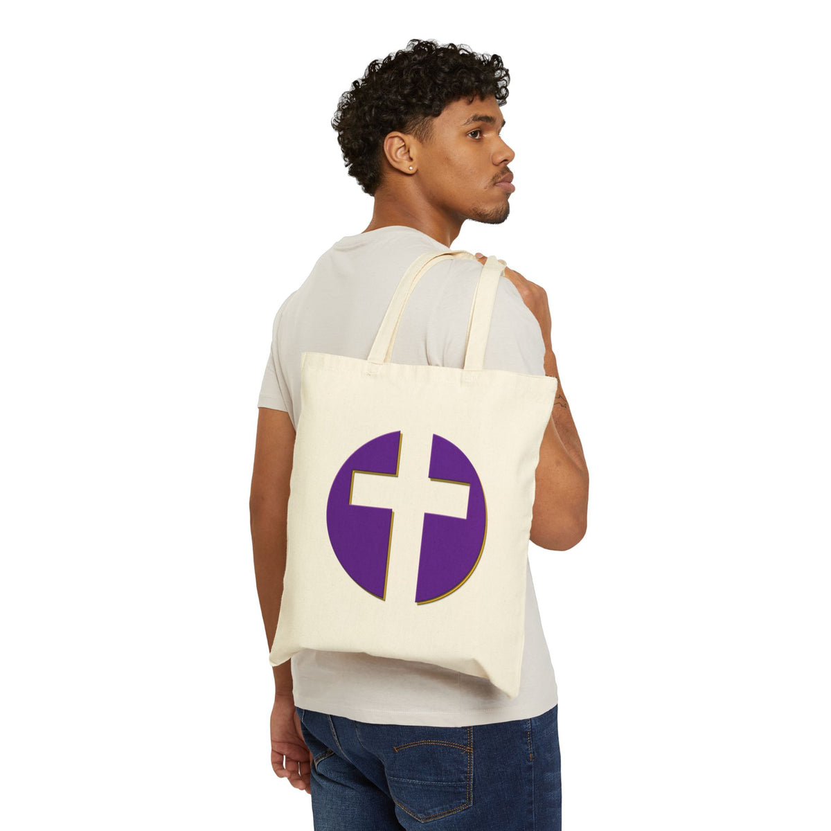 Minimalist Cross Circle - Canvas Tote Bag