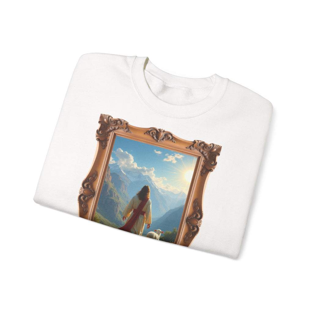 Jesus and the Lost Lamb - Framed | Crewneck Sweatshirt | Christian Art | Faith-Inspired