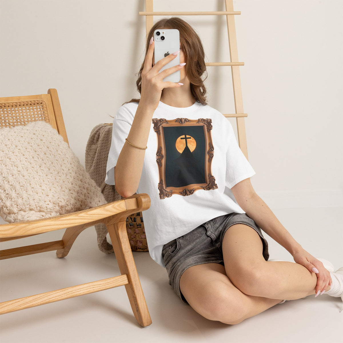 Church Steeple Moon - Framed - T-Shirt | Religious Inspirational Tee | Beauty of the Night Sky
