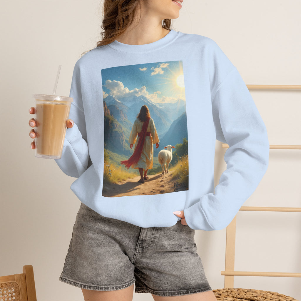 Jesus and the Lost Lamb | Crewneck Sweatshirt | Christian Art | Faith-Inspired