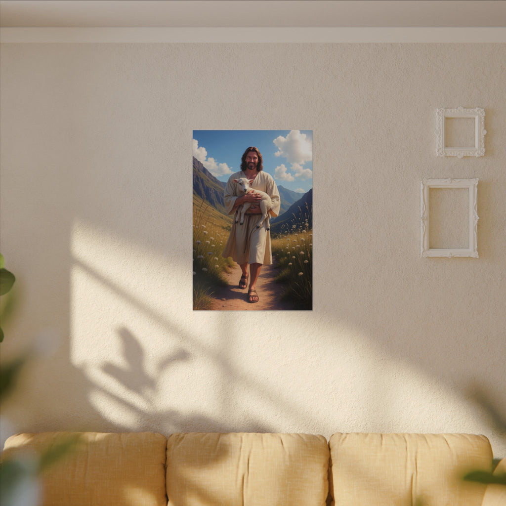 Jesus Carrying the Little Lamb | 24" x 36" Canvas (Vertical) | Christian Wall Art | Faith Home Decor | The Good Shepherd
