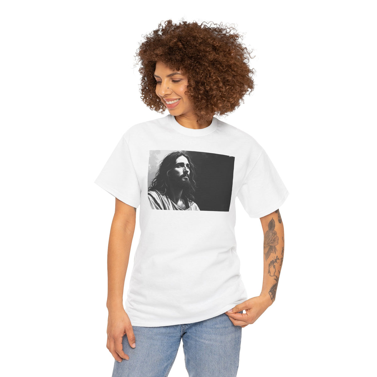 Contemplative Jesus - T-Shirt | Religious Inspirational Tee | Quiet Focus