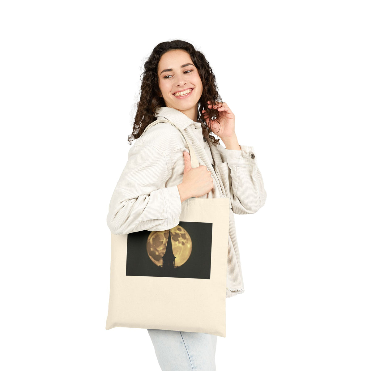 Moonlit Church Steeple - Canvas Tote Bag - Beauty of the Night Sky