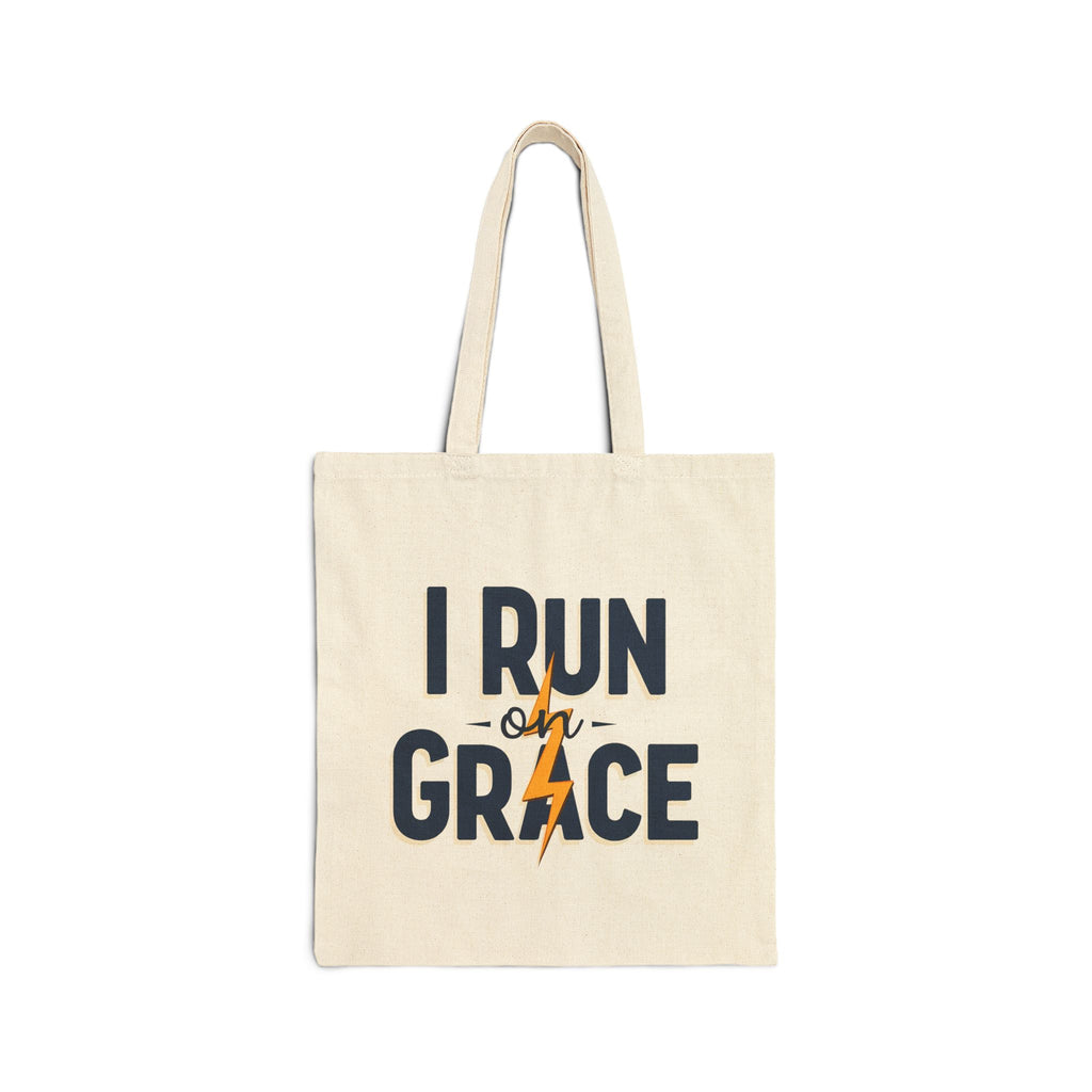 I Run on Grace - Canvas Tote Bag - Strength for the Journey
