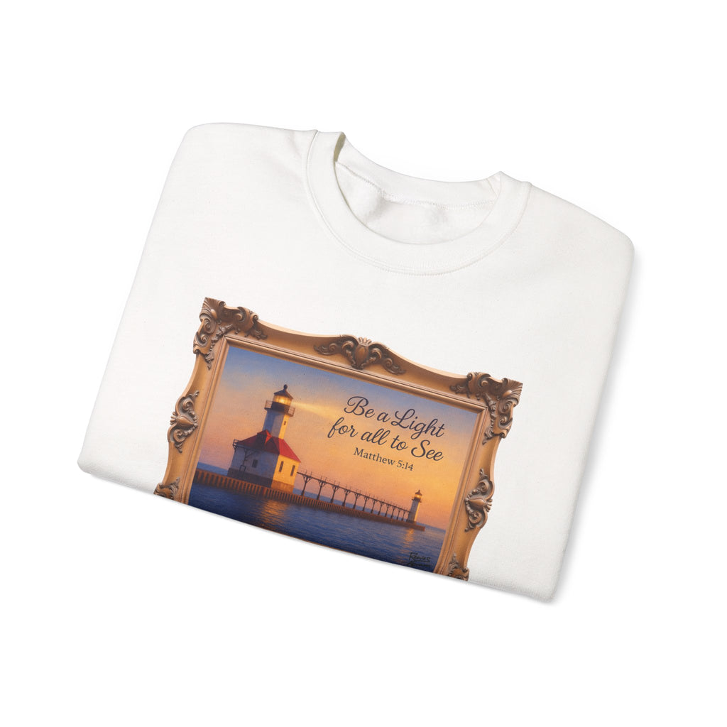 Be a Light - Matthew 5:14 - Framed | Crewneck Sweatshirt | Christian Art | Inspirational Scripture