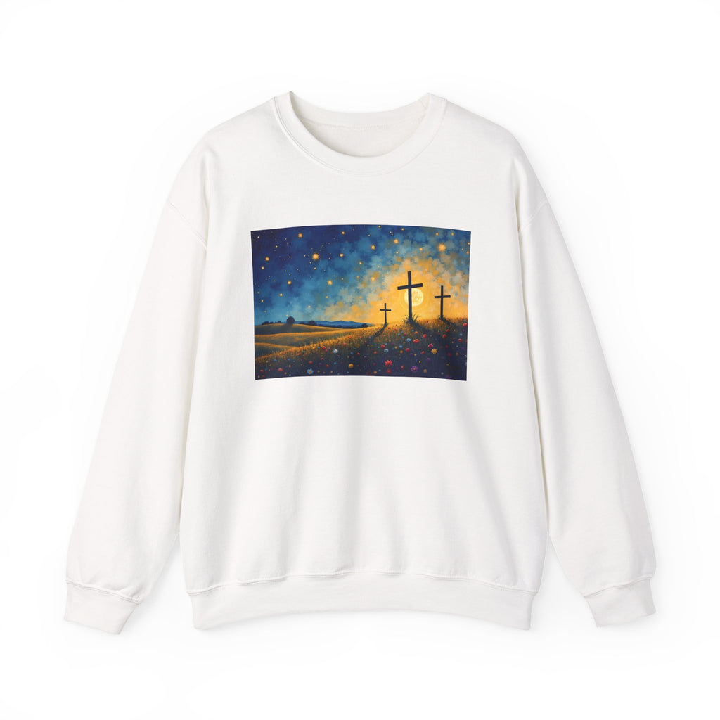 Three Crosses on Hill - Crewneck Sweatshirt | Bible Art