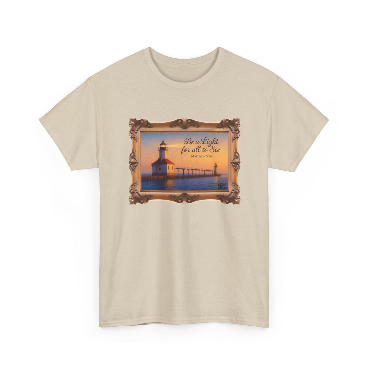 Be a Light - Matthew 5:14 - Framed | T-Shirt | Religious Inspirational Tee | Christian Art | Scripture Shirt