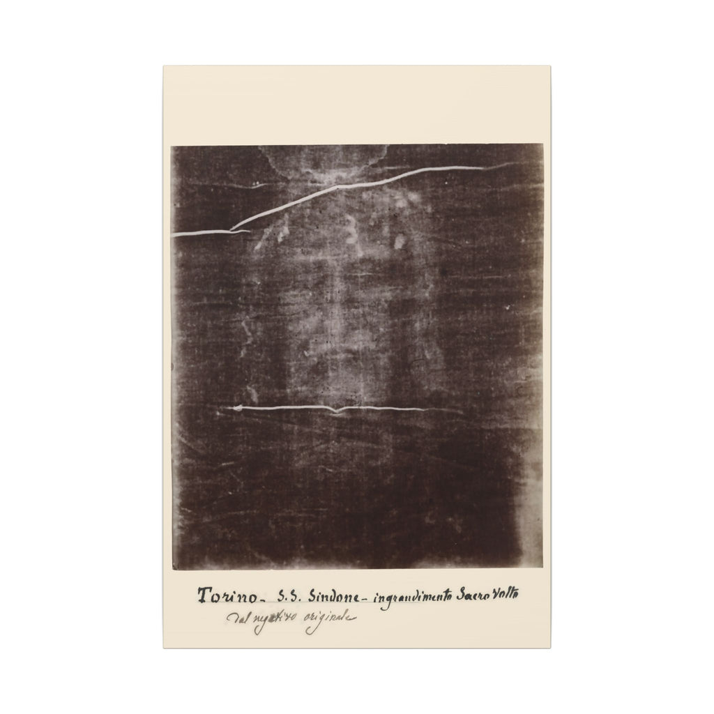 The Holy Face of Jesus - Shroud of Turin 1898 | 24" x 36" Canvas (Vertical) - Secondo Pia Historic Photographic Negative - Vintage Christian Art