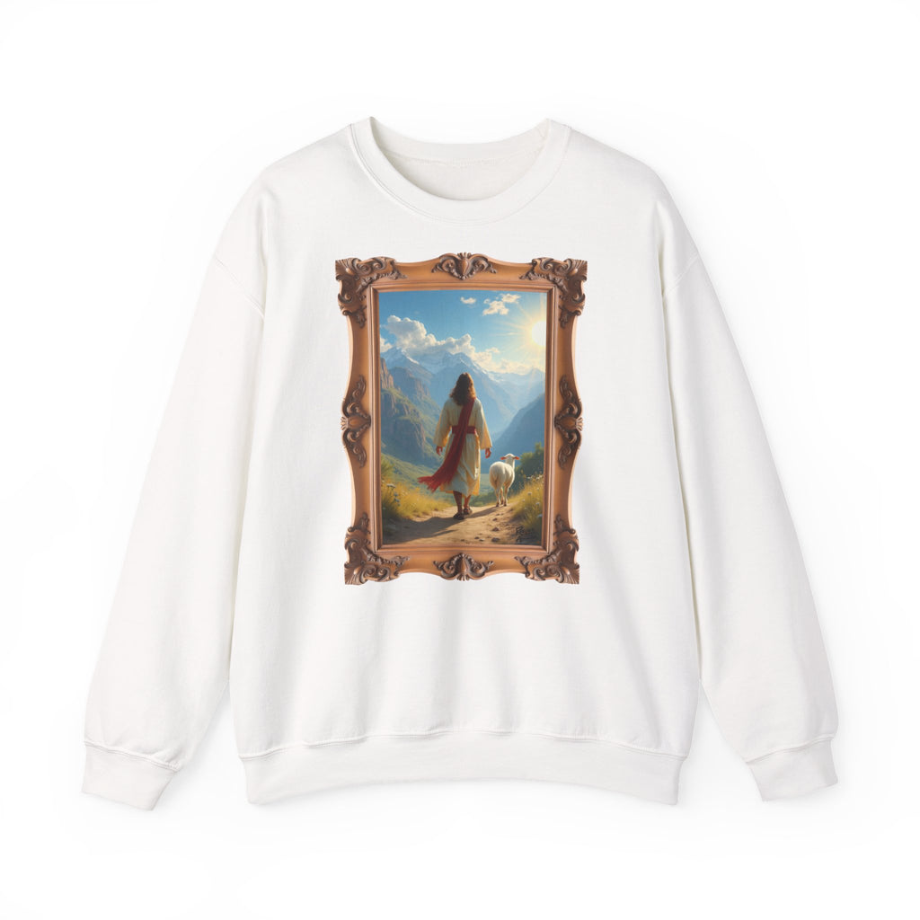 Jesus and the Lost Lamb - Framed | Crewneck Sweatshirt | Christian Art | Faith-Inspired