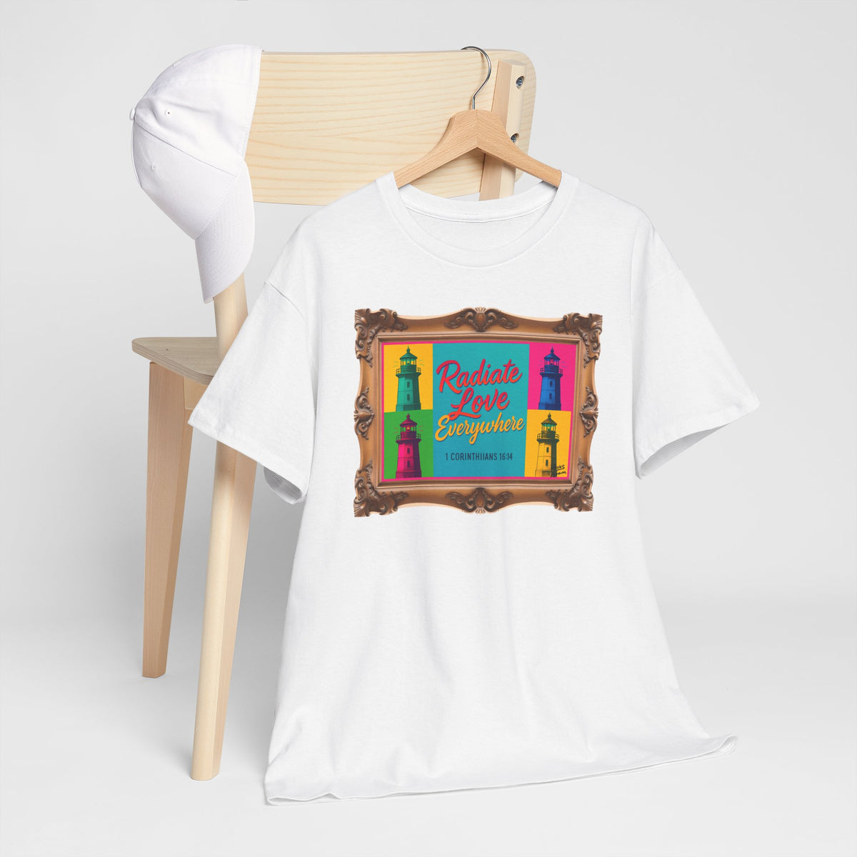 Radiate Love Everywhere - Framed - T-Shirt | Religious Inspirational Tee | 1 Corinthians 16:14