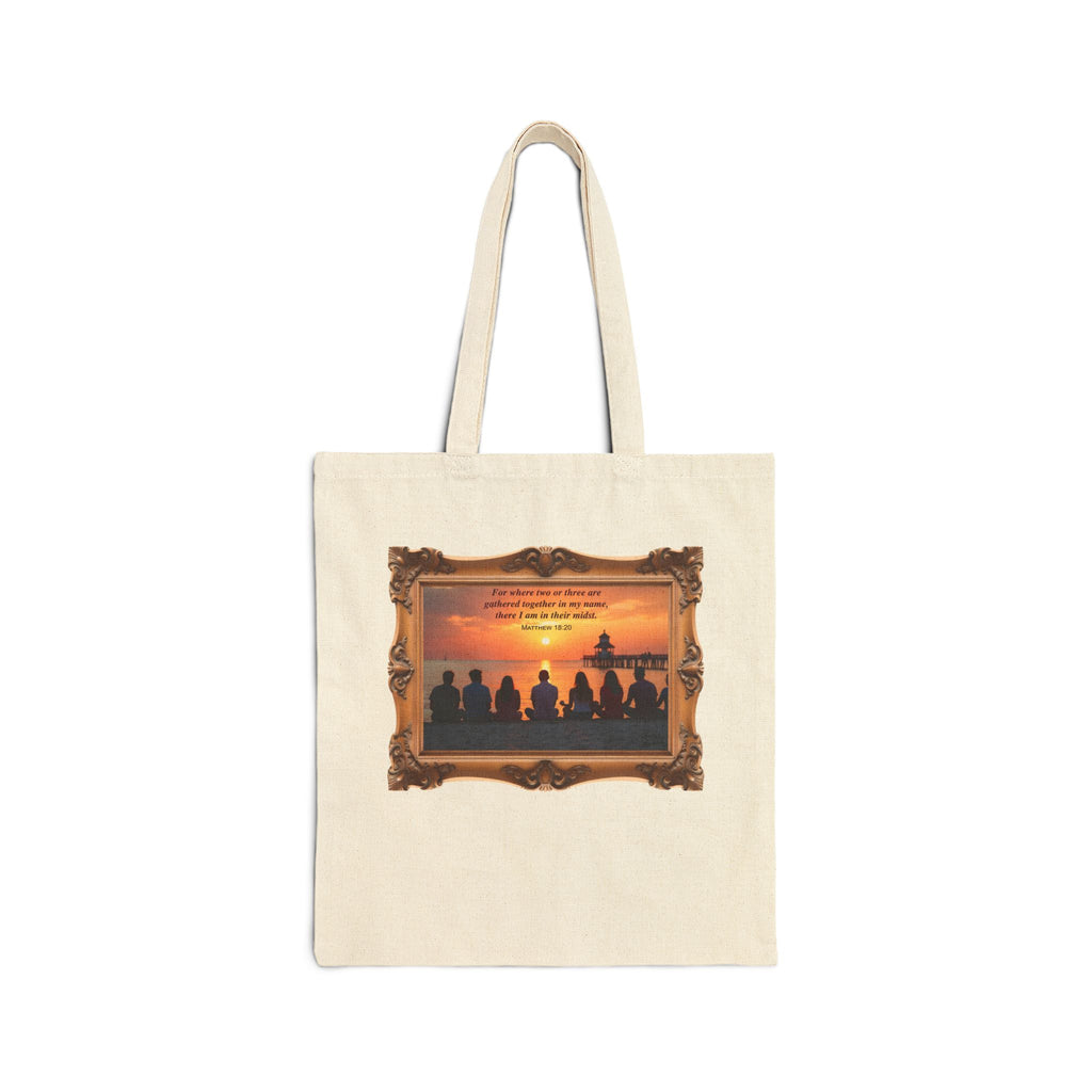 Where Two or Three Gather - Framed - Canvas Tote Bag - Matthew 18:20