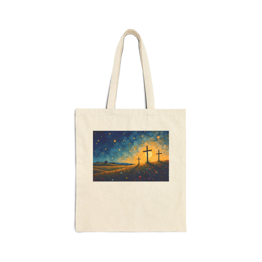 Three Crosses on Hill - Canvas Tote Bag
