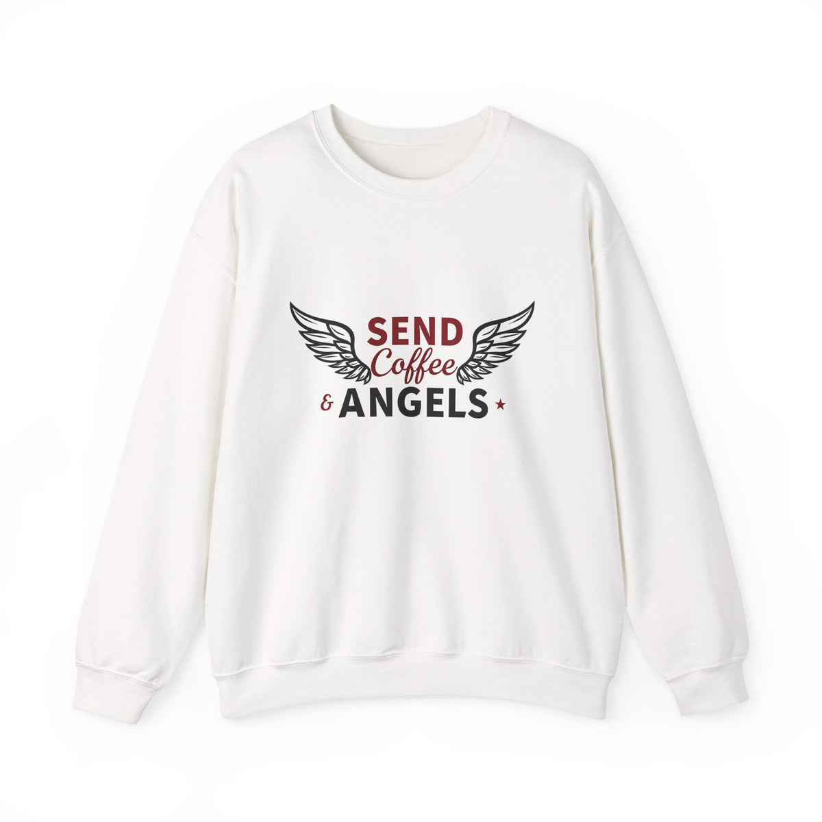 Send Coffee and Angels - Crewneck Sweatshirt | Bringing Faith and Humor to Mornings