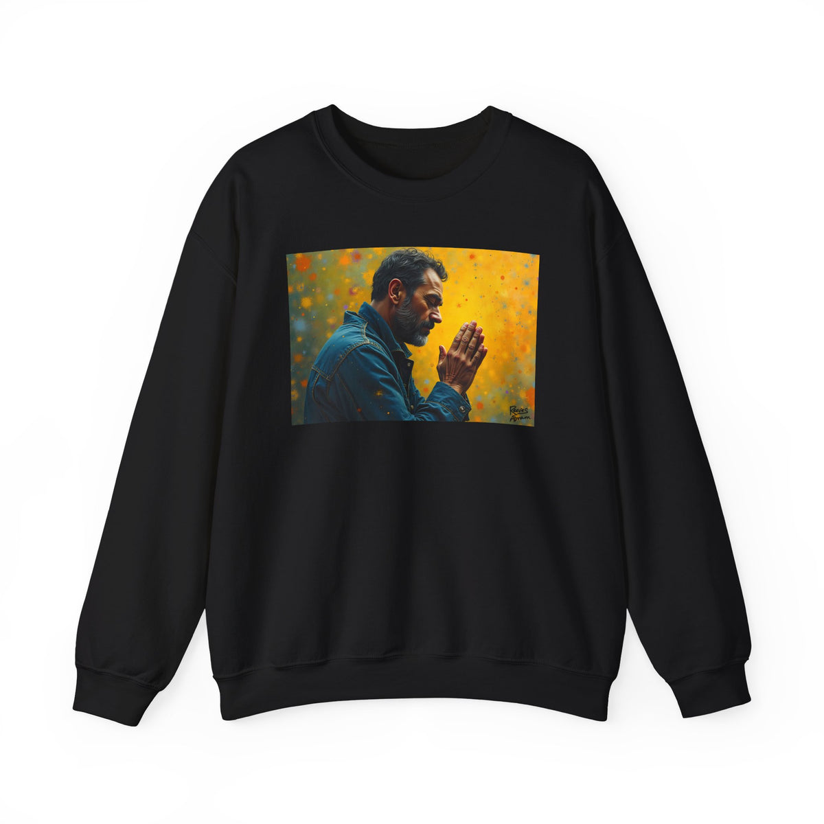 Man in Prayer | Crewneck Sweatshirt | Christian Art | Faith-Inspired
