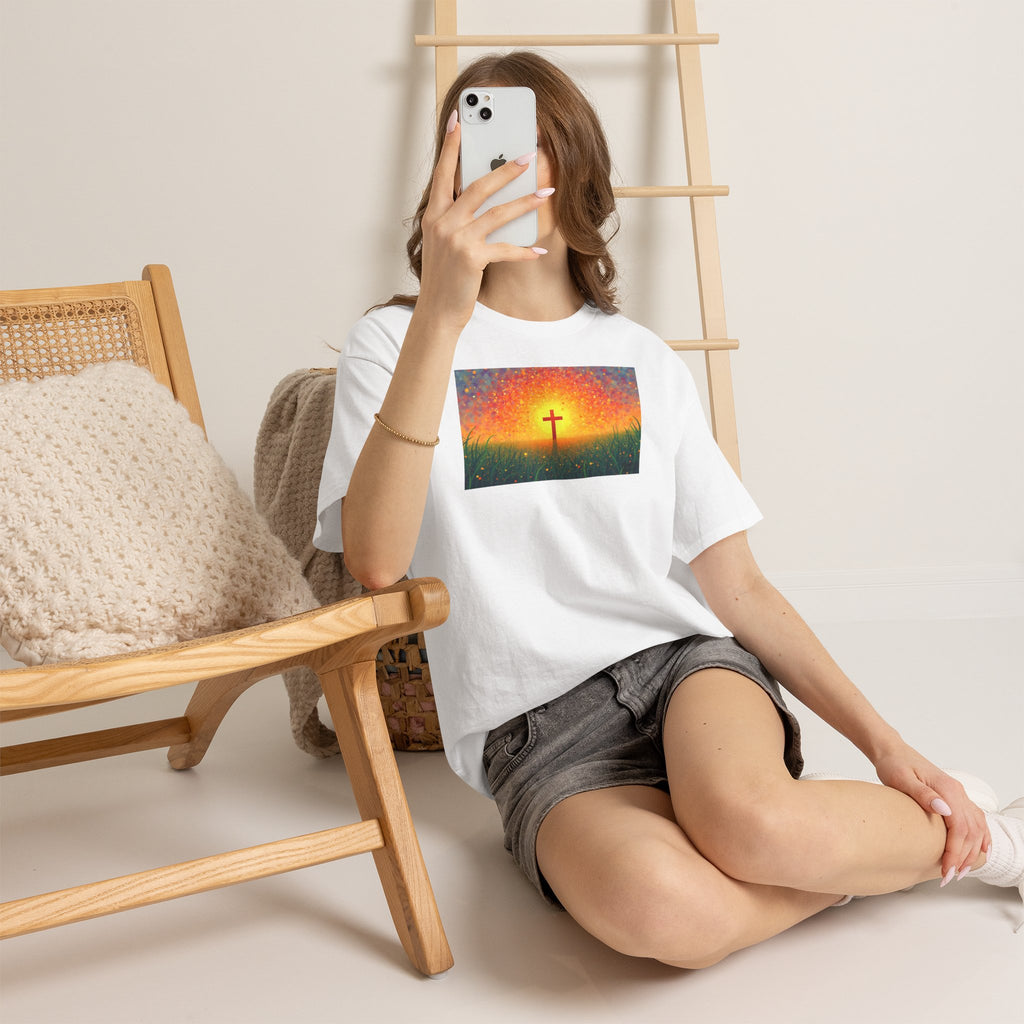Glowing Cross in the Field - T-Shirt | Religious Inspirational Tee | Cross of Christ