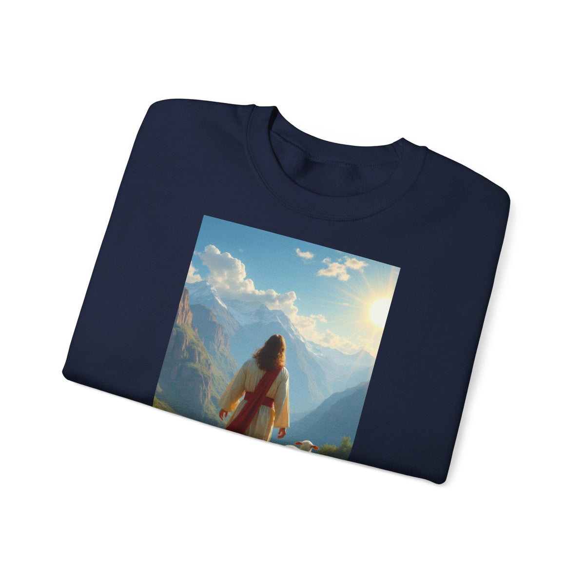 Jesus and the Lost Lamb | Crewneck Sweatshirt | Christian Art | Faith-Inspired