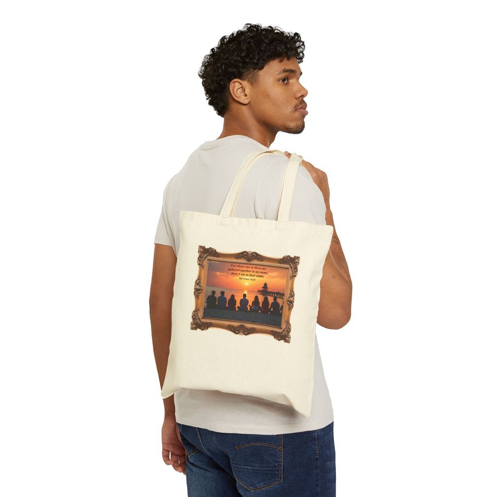 Where Two or Three Gather - Framed - Canvas Tote Bag - Matthew 18:20