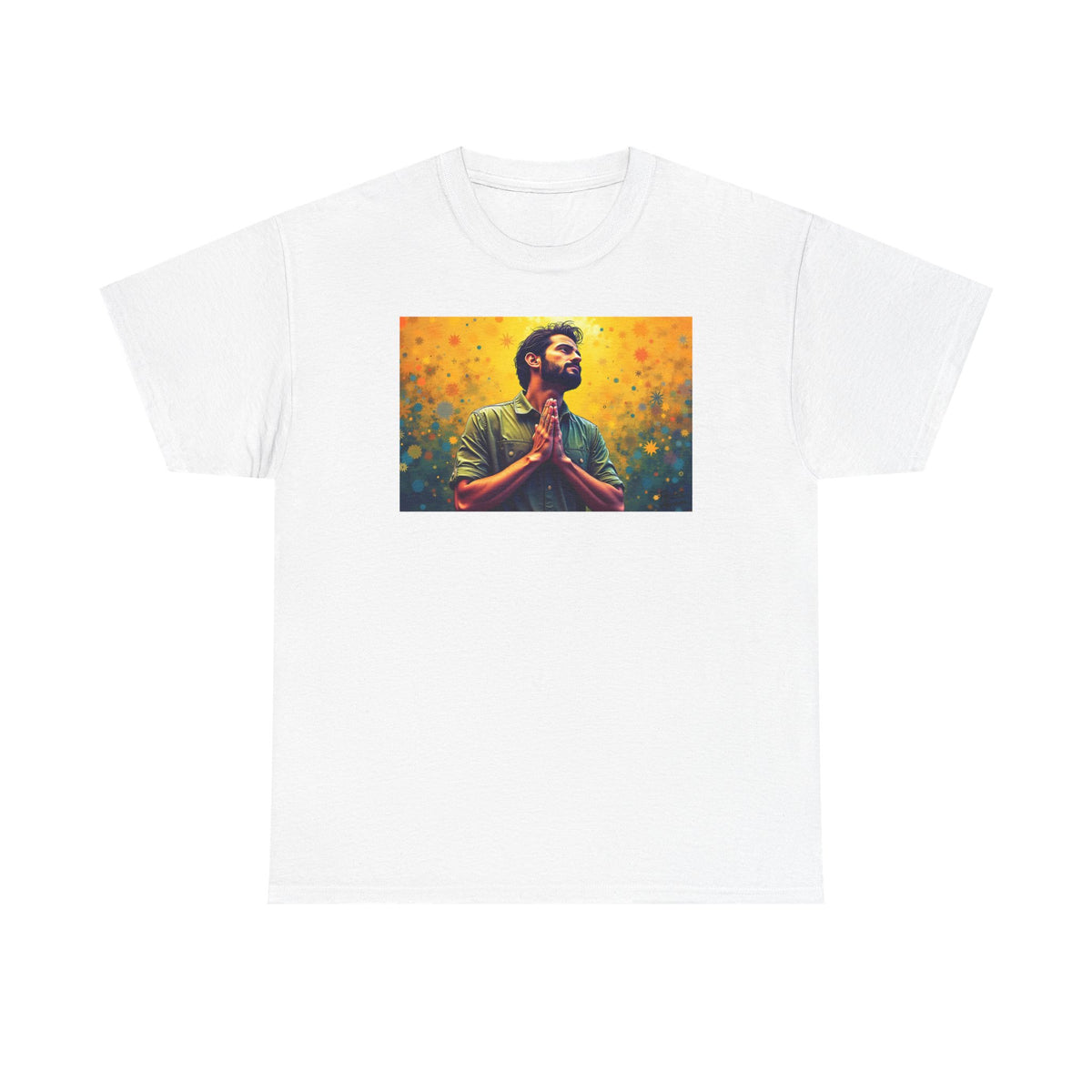 Praying Man Starburst - T-Shirt | Religious Inspirational Tee, Prayer Shirt