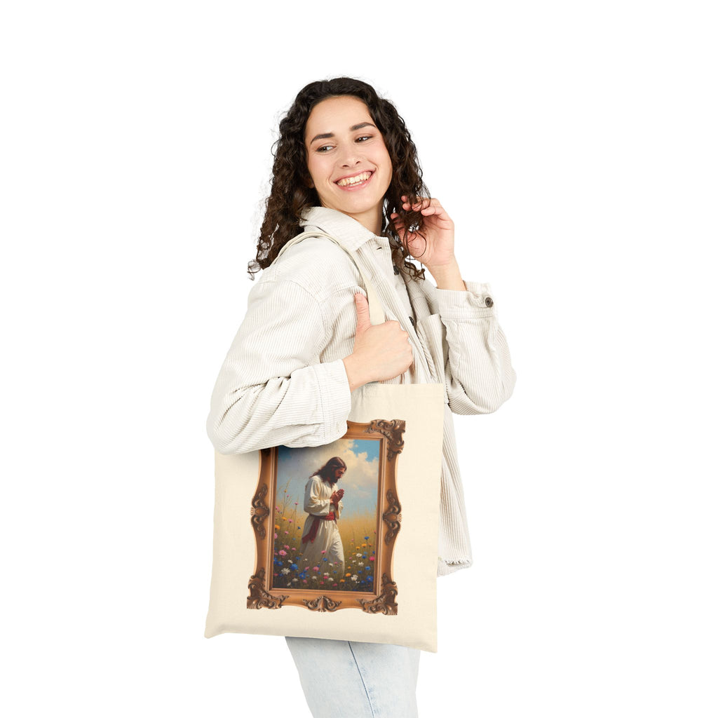 Jesus Praying in Meadow - Framed - Canvas Tote Bag