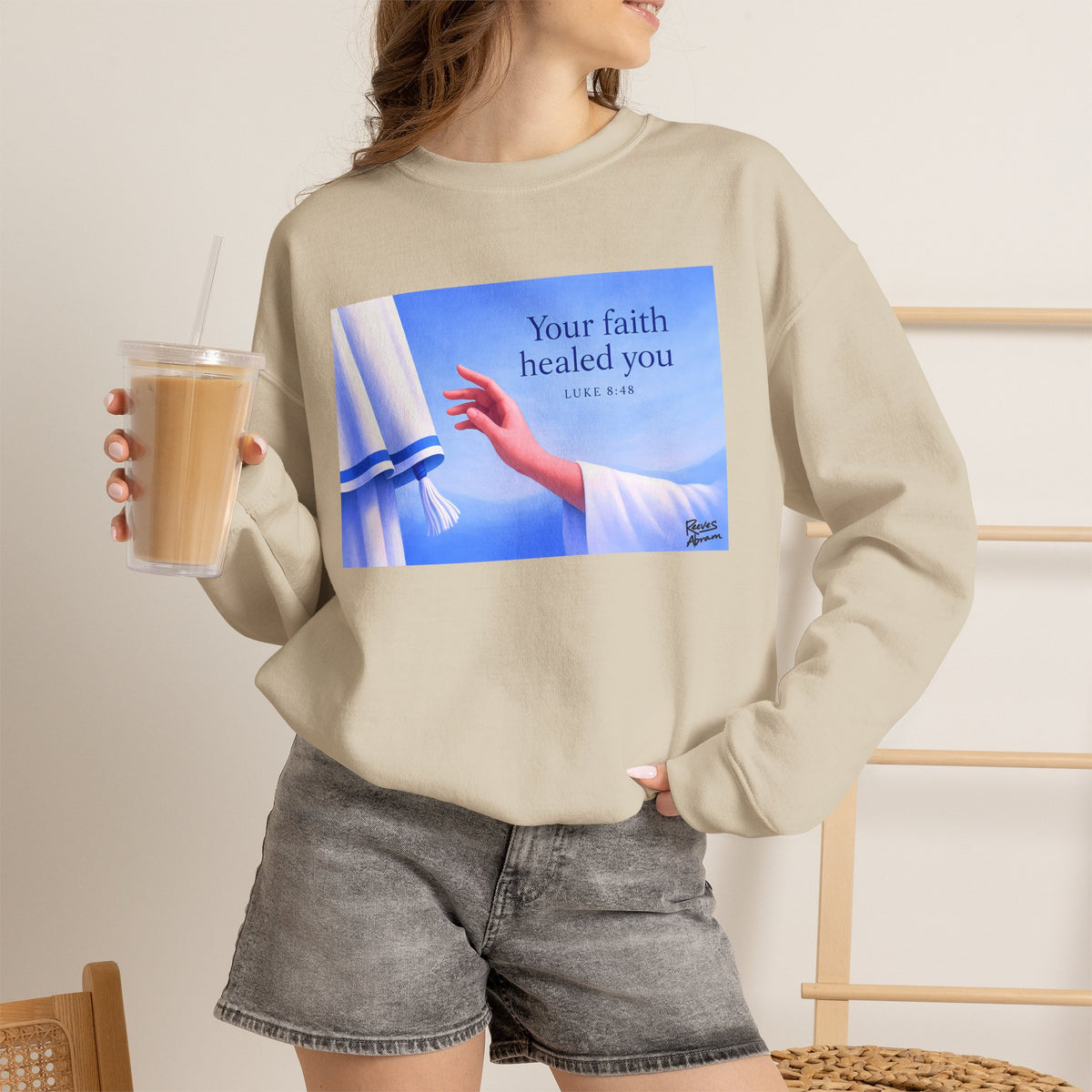 Your Faith Healed You (Luke 8:48) - Crewneck Sweatshirt | Bible Art