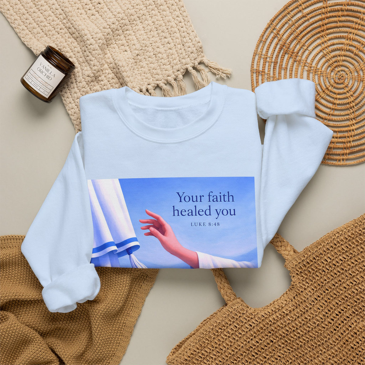 Your Faith Healed You (Luke 8:48) - Crewneck Sweatshirt | Bible Art