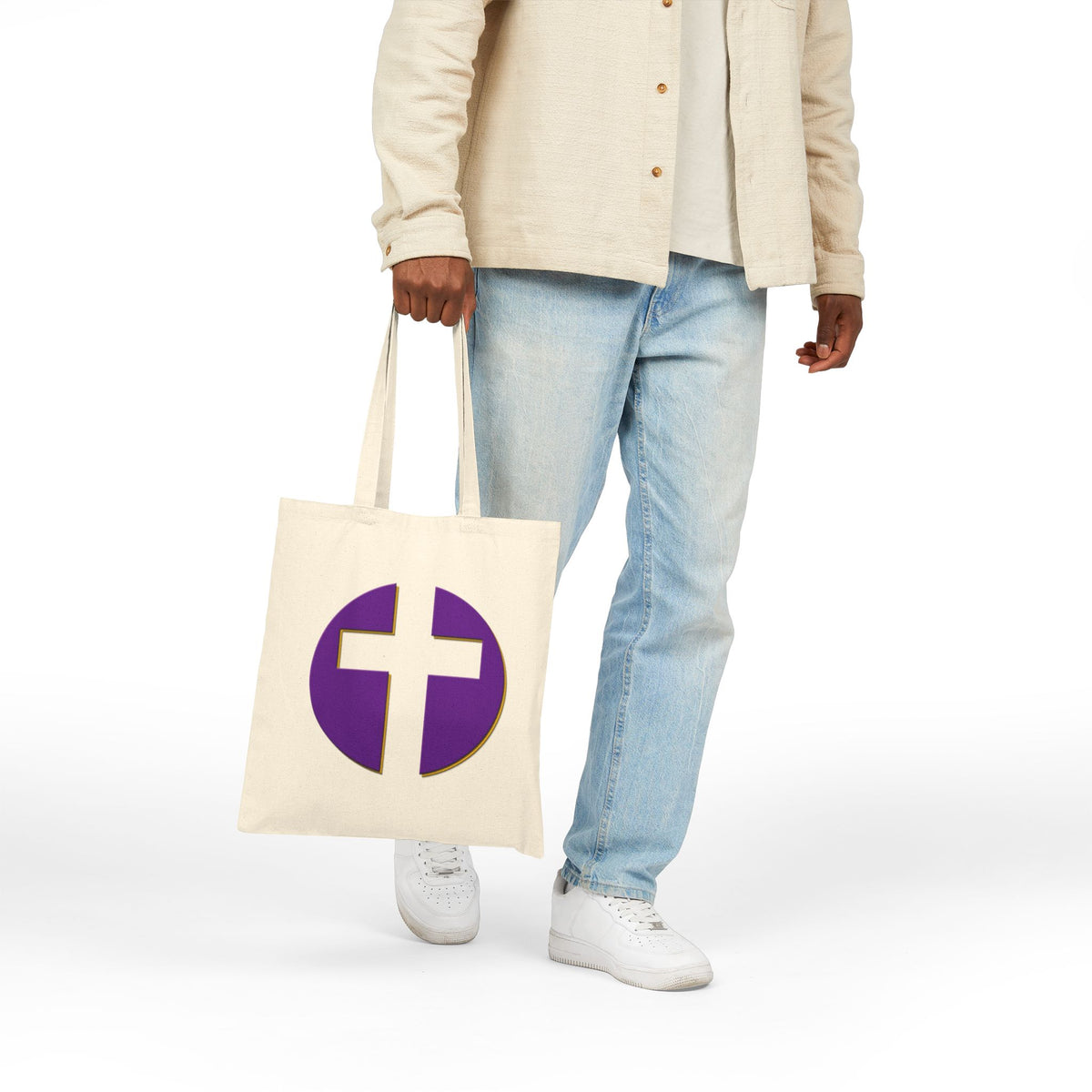 Minimalist Cross Circle - Canvas Tote Bag