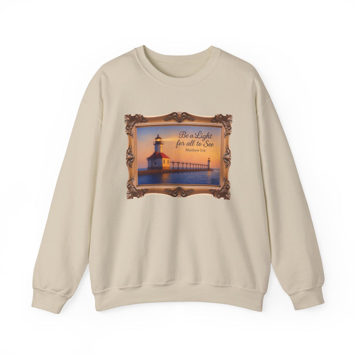Be a Light - Matthew 5:14 - Framed | Crewneck Sweatshirt | Christian Art | Inspirational Scripture