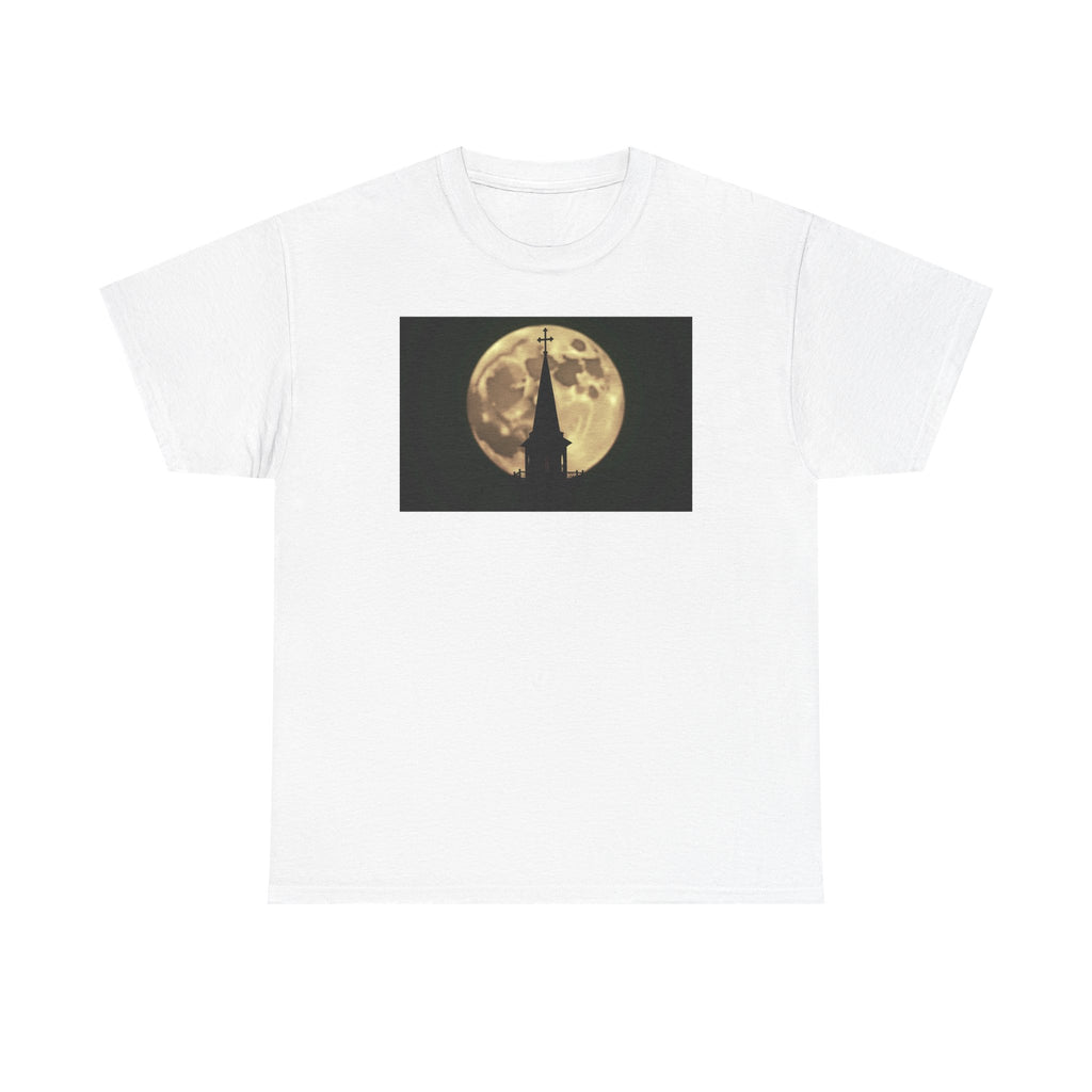 Moonlit Church Steeple - T-Shirt | Religious Inspirational Tee | Beauty of the Night Sky