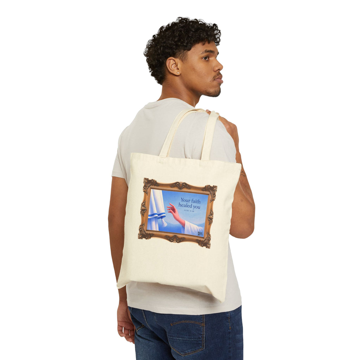 Your Faith Healed You (Luke 8:48) - Framed - Canvas Tote Bag
