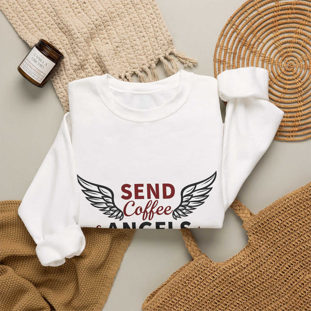 Send Coffee and Angels - Crewneck Sweatshirt | Bringing Faith and Humor to Mornings