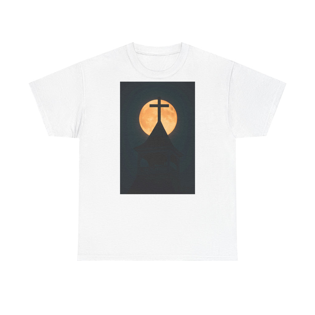 Church Steeple Moon - T-Shirt | Religious Inspirational Tee | Beauty of the Night Sky