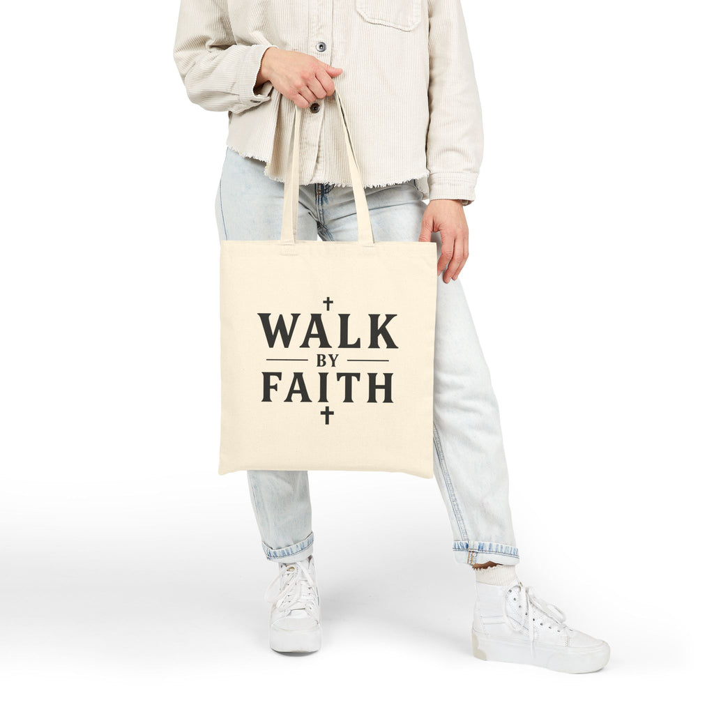 Walk by Faith Crosses Design - Canvas Tote Bag - 2 Corinthians 5:7