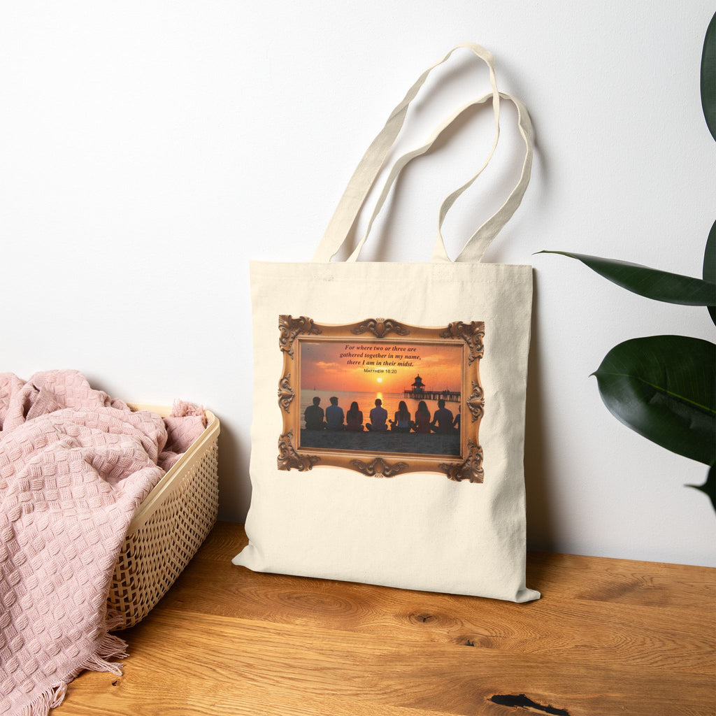Where Two or Three Gather - Framed - Canvas Tote Bag - Matthew 18:20