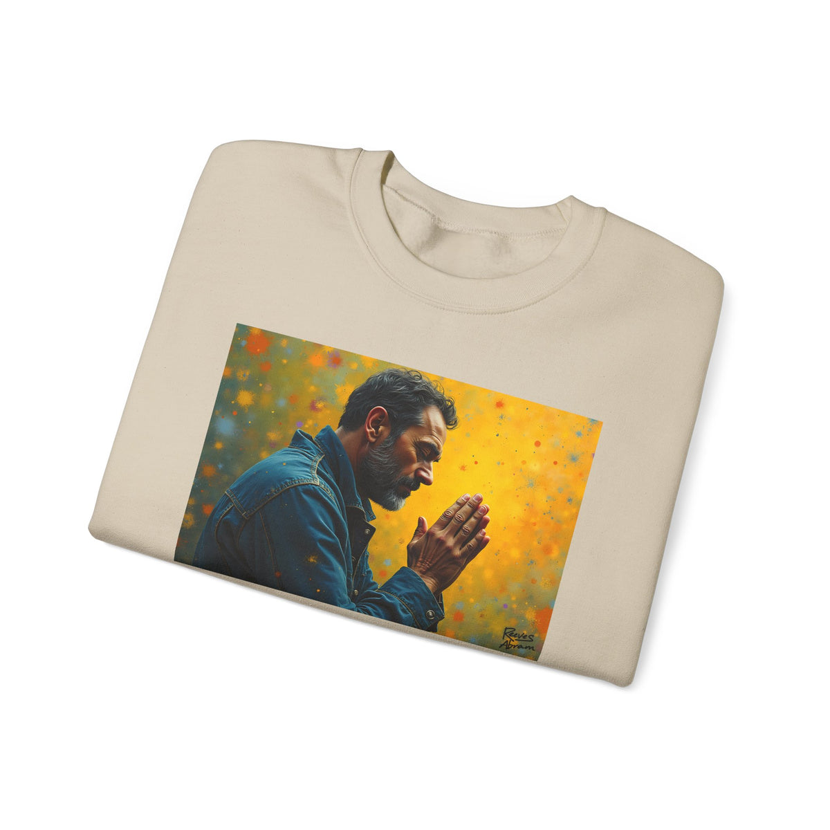 Man in Prayer | Crewneck Sweatshirt | Christian Art | Faith-Inspired