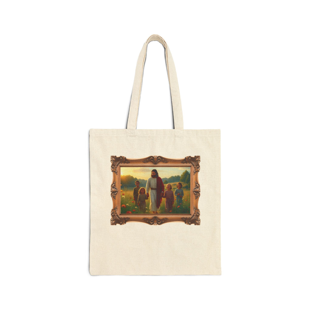 Jesus with Children in Wildflowers - Framed - Canvas Tote Bag