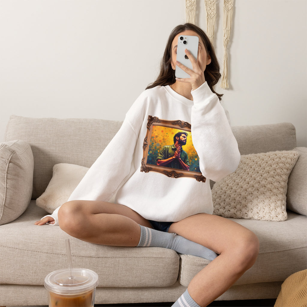 Praying Man Starburst - Framed - Crewneck Sweatshirt | Prayer Shirt